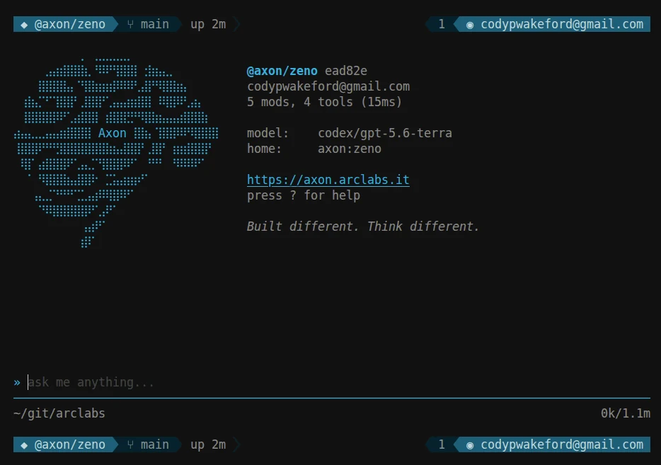 The same terminal with matching powerline status lines both above the conversation and below the input bar