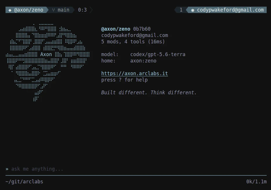 The terminal in a cool Nord-toned theme with a rounded powerline bar above the conversation